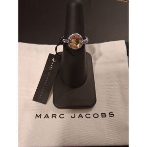 Marc Jabobs Sterling Silver Quartz Ring Sighned Size 6 New With Tags And Pouch